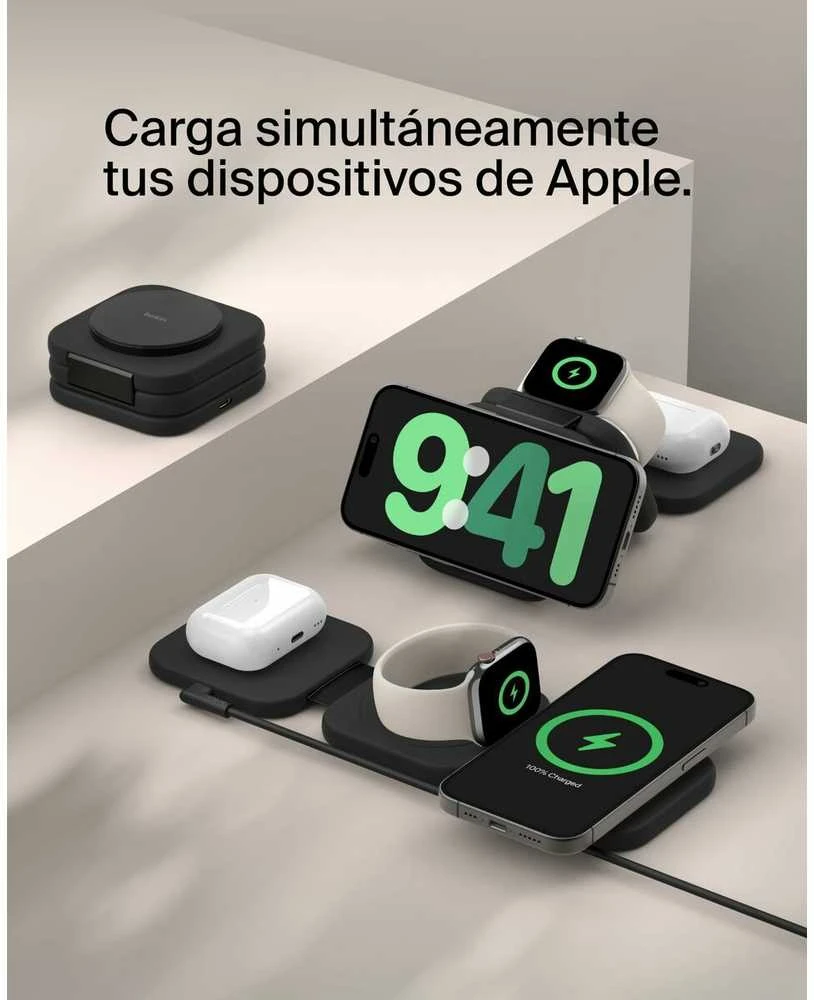 Įkroviklis Belkin Boost Charge PRO Qi2 3w1 Magnetyczna Składana Podróżna Juodas (WIZ024VFBK)