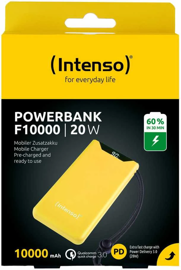 POWER BANK USB 10000MAH QC3.0/Geltonas F10000 7332039 INTENSO