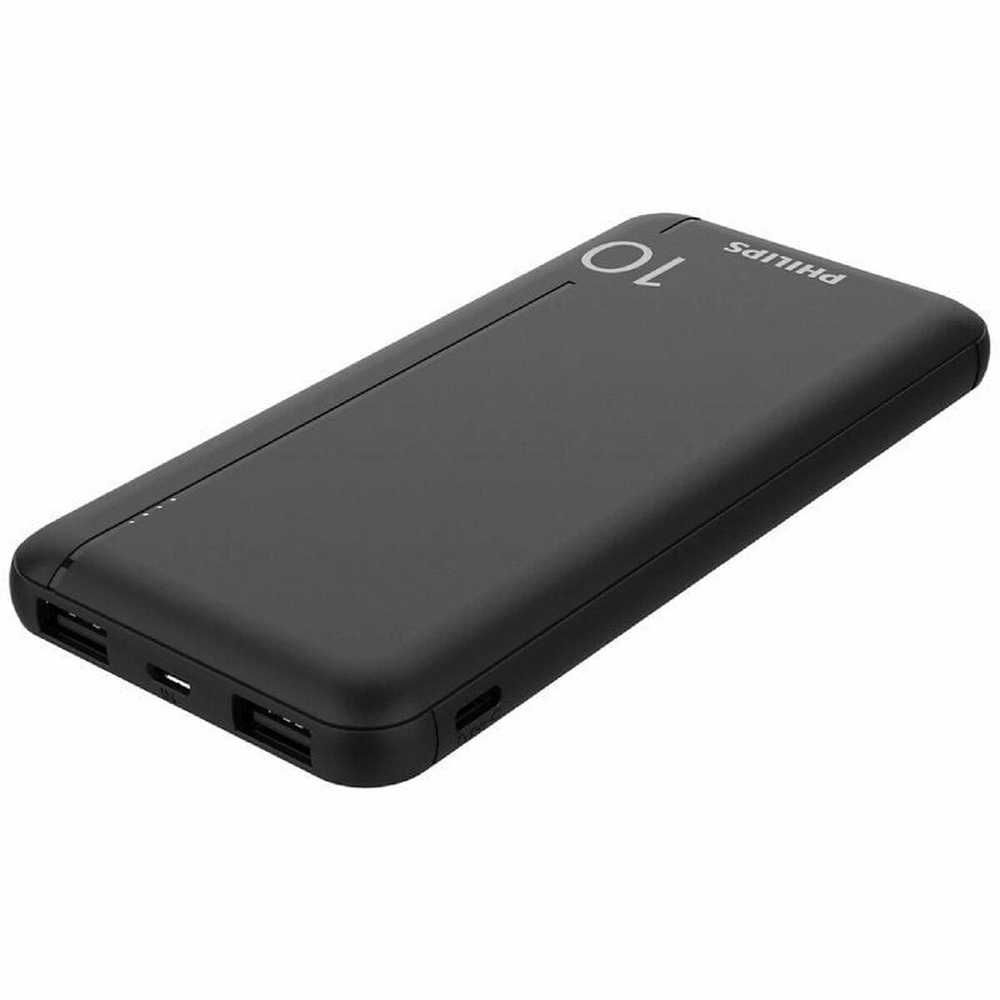 „Philips“ nešiojamoji baterija 10.000 mAh, 2xUSB, 5V, 2.1A, juoda