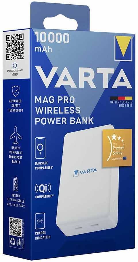 Varta Powerbank belaidis indukcinis Mag Pro 10000 mAh Baltas