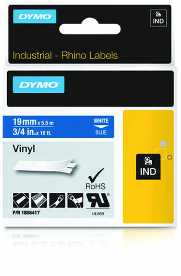 DYMO Rhino Professional, žymėjimo juosta, 19mm, baltas tekstas ant mėlynos juostos, 5,5 m DYMO / 1805417