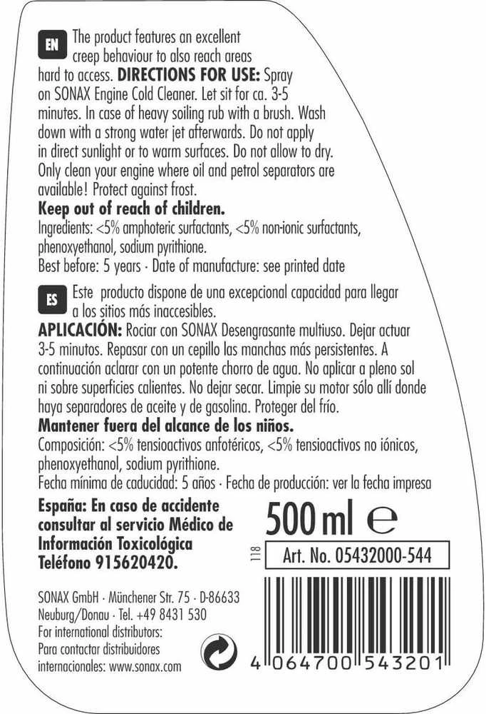SONAX Variklio valiklis, 500ml 543200