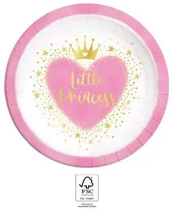 Princesės mažosios princesės popierinės lėkštutės, 8 vnt., 23 cm, FSC