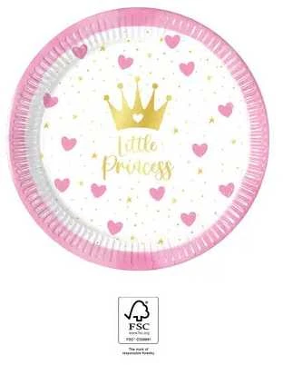 Princesės mažosios princesės popierinės lėkštutės, 8 vnt., 20 cm, FSC