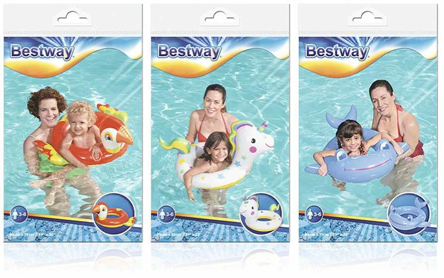 BESTWAY gyvūnų formos plaukimo ratas, asort., 36128