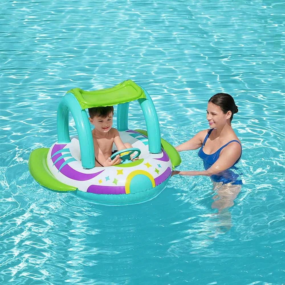 BESTWAY pripučiamas vaikiškas plaustas su stogeliu Space Splash, 1.07m x 1.12m, 34149