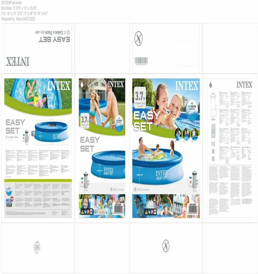 Baseinas Intex SUPER-TOUGH 3.66x0.76m su filtru