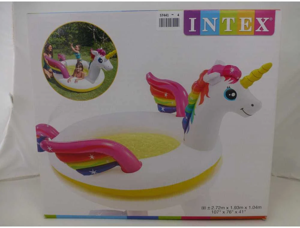 Amo Toys Pripučiamas baseinas INTEX MYSTIC UNICORN, 272x193x104cm, purškia vandenį 57441NP