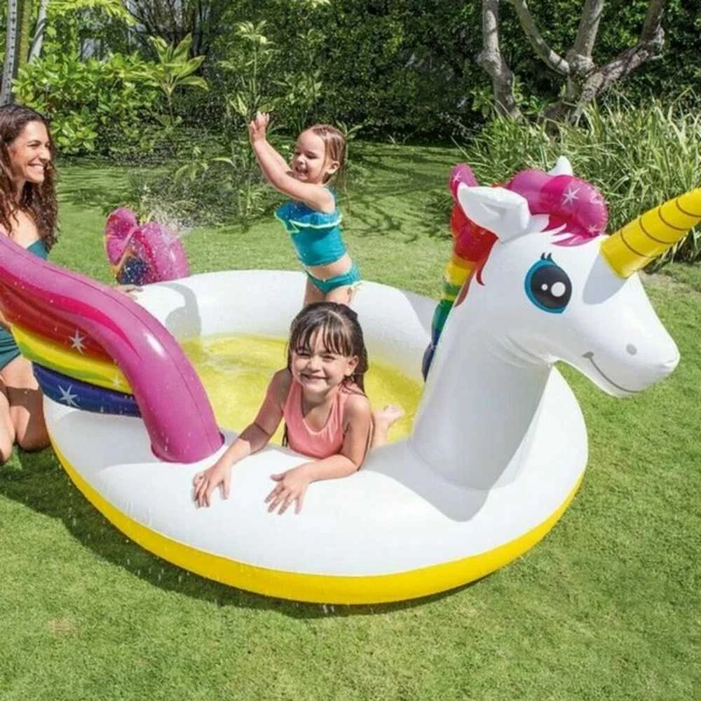 Amo Toys Pripučiamas baseinas INTEX MYSTIC UNICORN, 272x193x104cm, purškia vandenį 57441NP