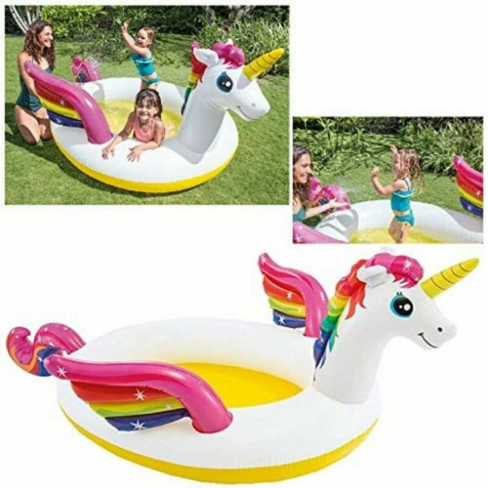 Amo Toys Pripučiamas baseinas INTEX MYSTIC UNICORN, 272x193x104cm, purškia vandenį 57441NP