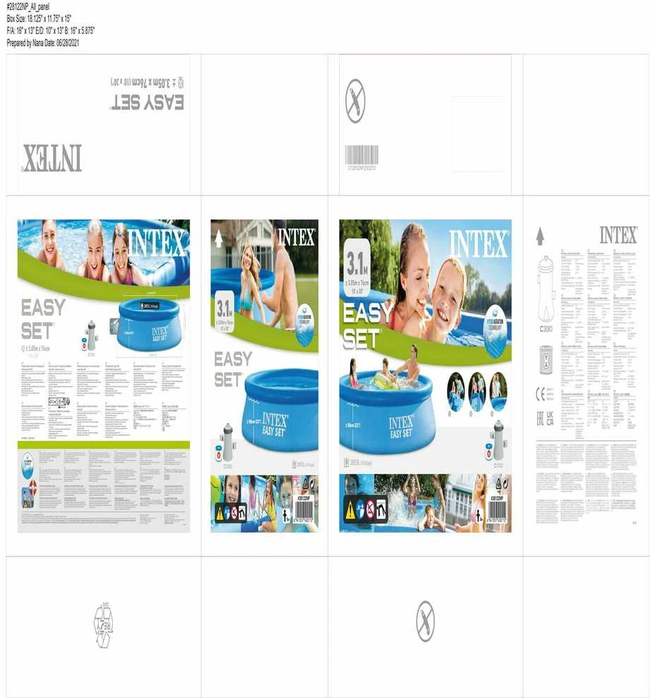 Pripučiamas baseinas INTEX Easy Set su vandens filtru 305x76cm 28122
