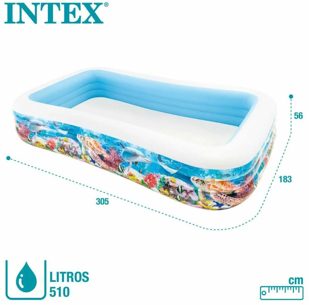 Intex Swim Center Baseinas šeimai, 305x183x56cm, su jūros gyvūnais