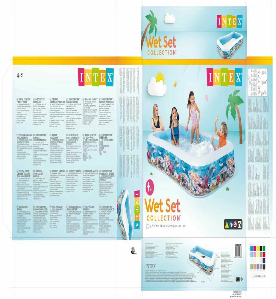 Intex Swim Center Baseinas šeimai, 305x183x56cm, su jūros gyvūnais