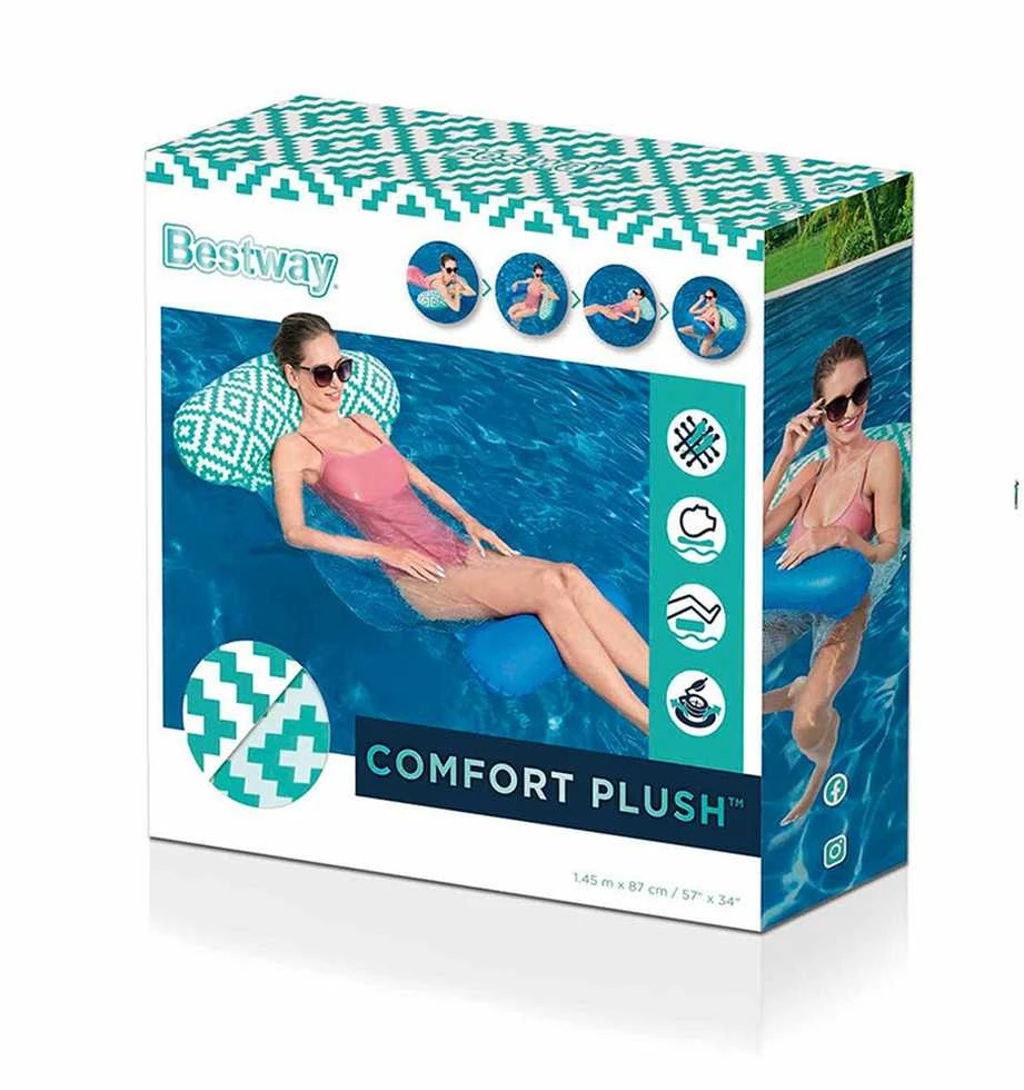 Bestway plaukimo kėdė gultas vandens hamakas Comfort Plush 145x87 cm 43555