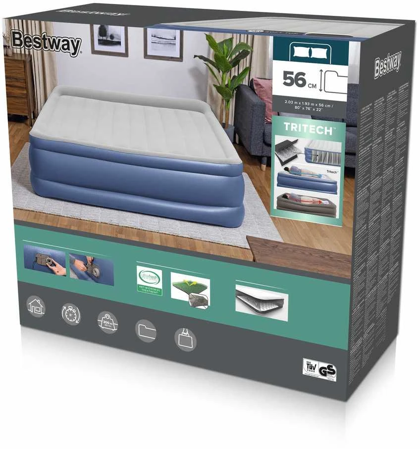 "Bestway 2" OS čiužinys Integruotas siurblys Tritech Air 203x193x56cm King 67692