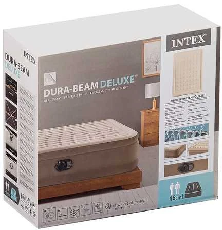 INTEX Pripučiamas čiužinys-lova Ultra Plush Queen su pompa,152x203x46cm