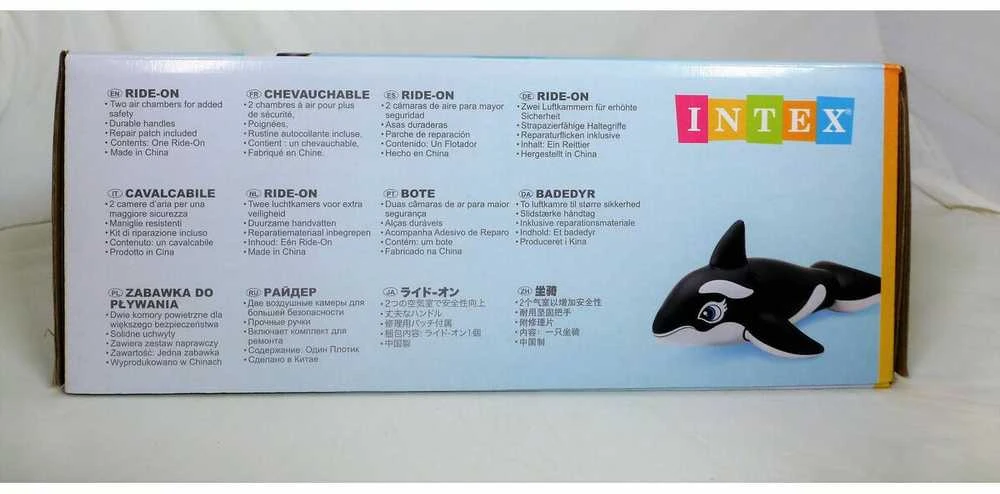 Intex Lil' Whale Ride On Swimming Board Juodas/Baltas