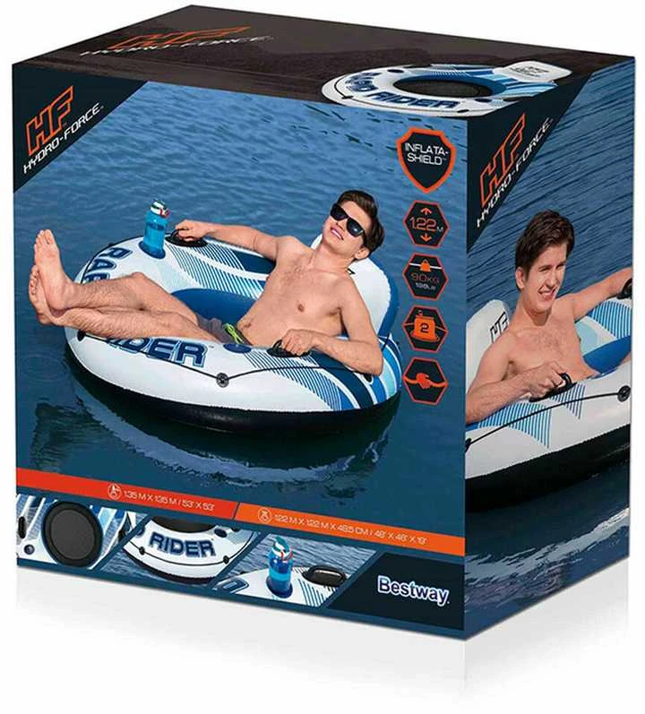 Bestway „Hydro-Force Rapid Rider“ viengubas upės pripučiamas čiuožykla 1,22 m, daugiaspalvis, plūduriuojantis čiuožykla, raštas, berniukams/mergaitėms, 90 kg, EN ISO 25649