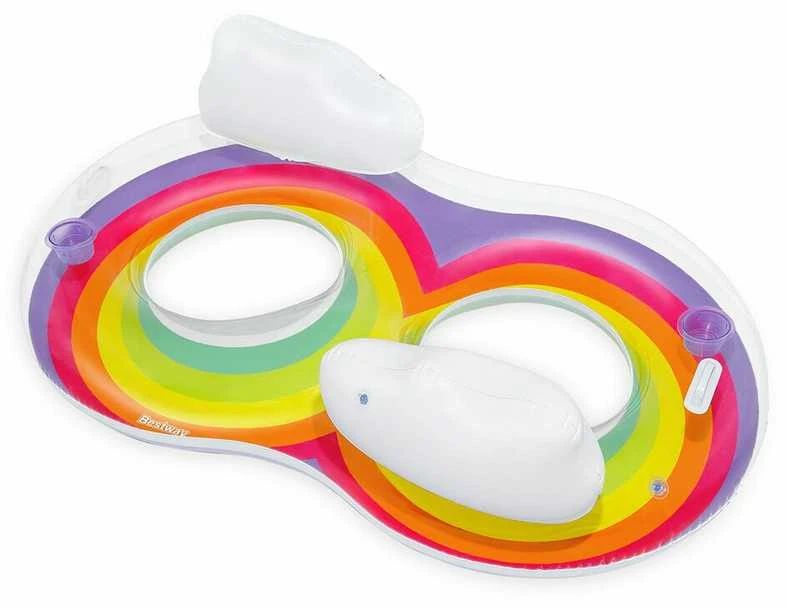 Dvigubas plaukimo ratas Bestway Rainbow Dreams, 186 x 116 cm