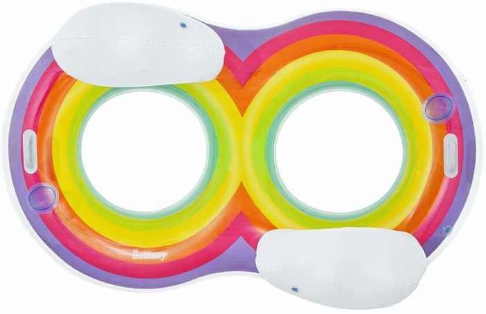 Dvigubas plaukimo ratas Bestway Rainbow Dreams, 186 x 116 cm