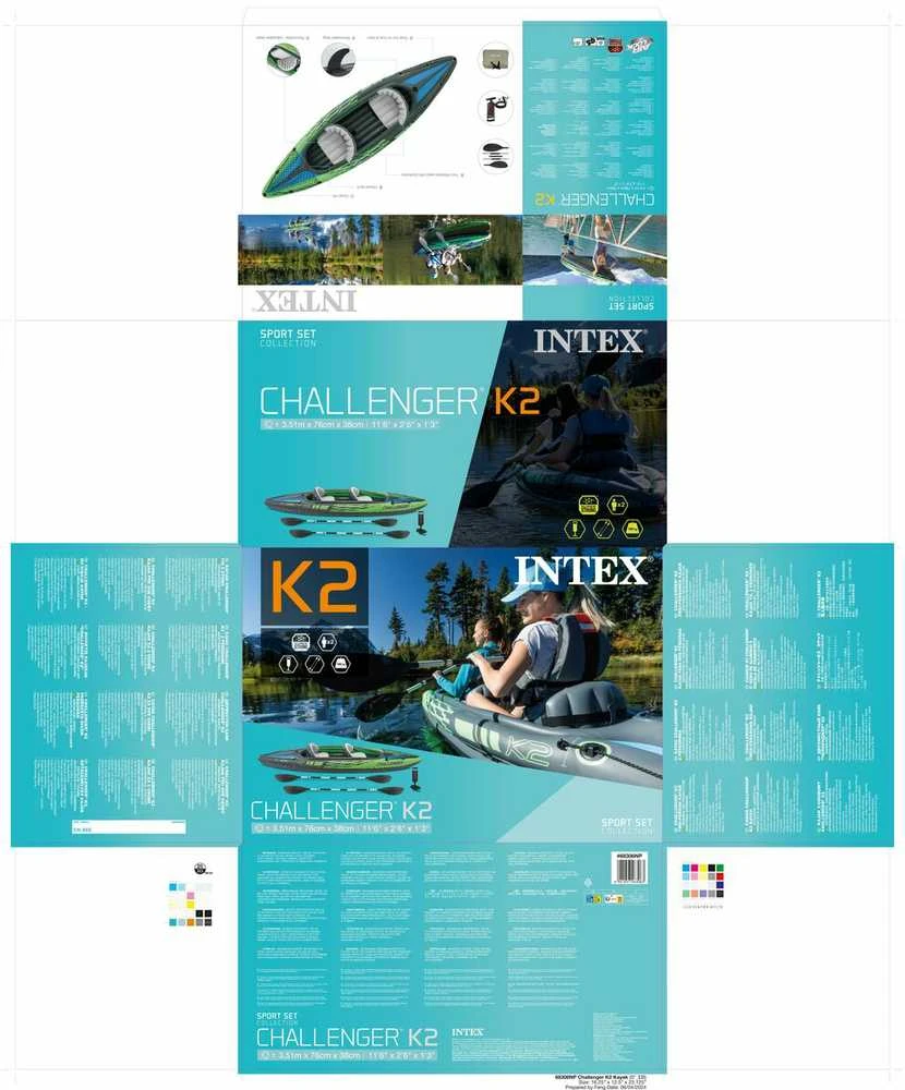 Pripučiama Baidarė (dvivietė) INTEX Challenger K2, Kayak 351x76x38cm