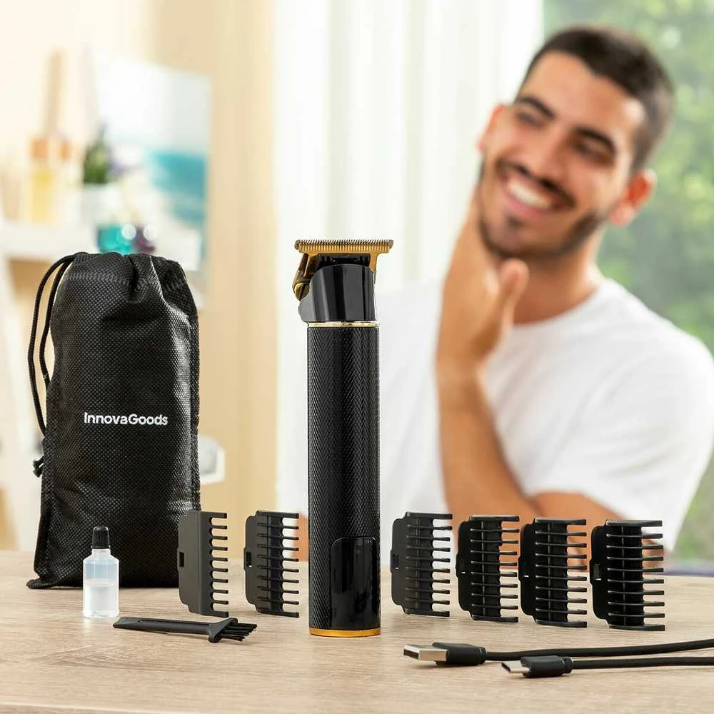 Plaukų kirpimo mašinėlė InnovaGoods Profesjonalna bezprzewodowa maszynka do strzyżenia włosów su priedais Triher InnovaGoods
