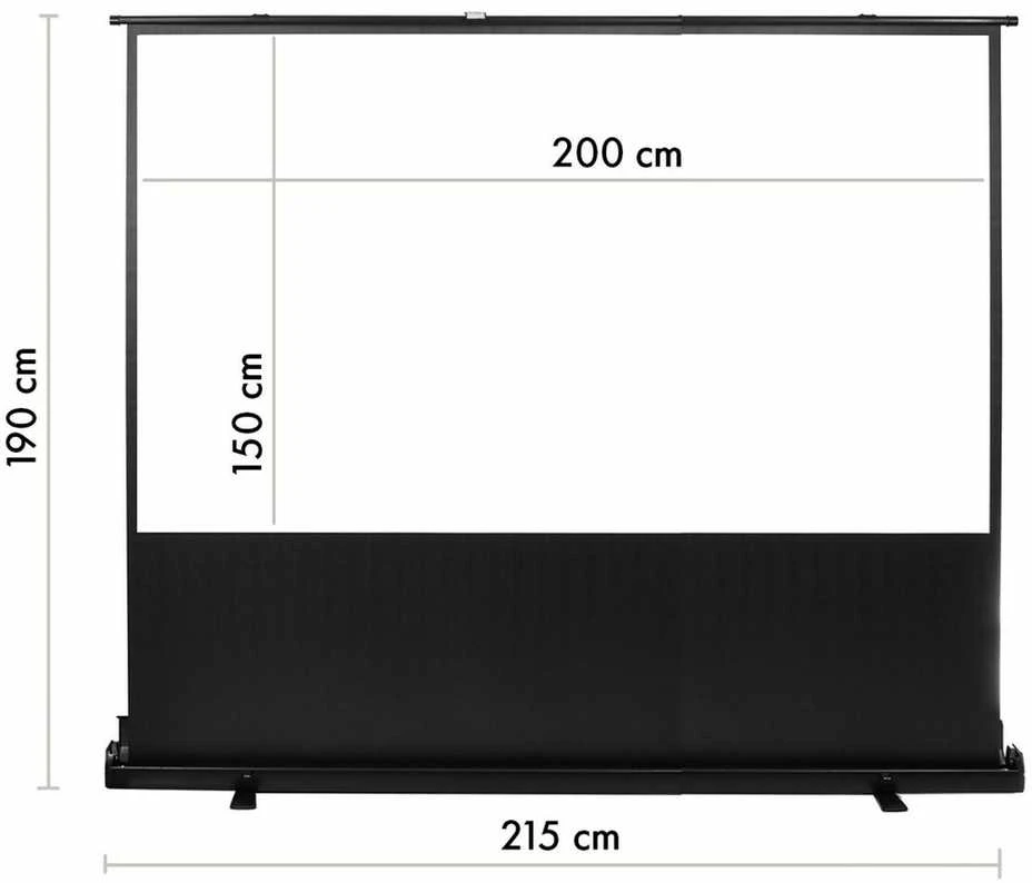 „Maclean MC-211“ nešiojamas projektoriaus ekranas, kompaktiškas, pastatomas ant grindų, 100 colių, 4:3 formato