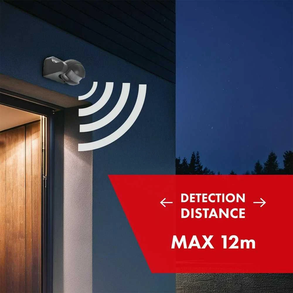 Judesio Detektorius - Maclean MCE358 GR Infraraudonųjų Spindulių PIR 12m IP44 Pilkas