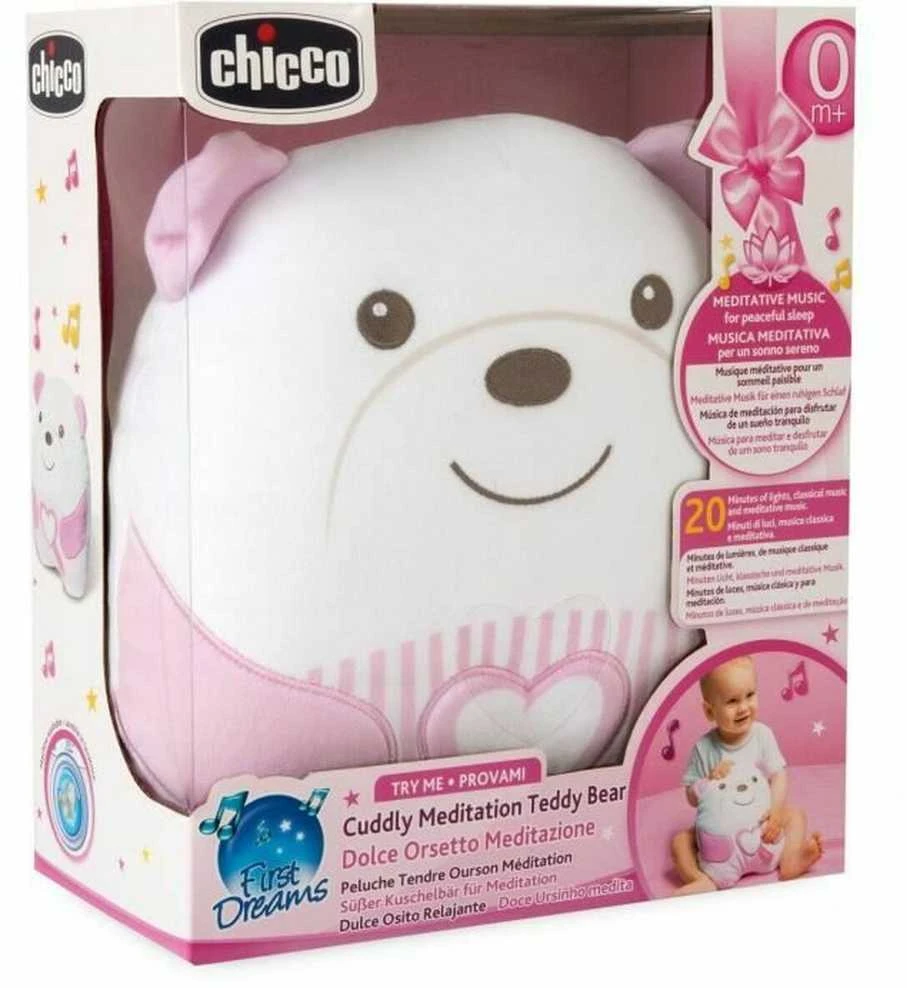 Chicco Minkštas rožinis pliušinis meškiukas Brzuszek