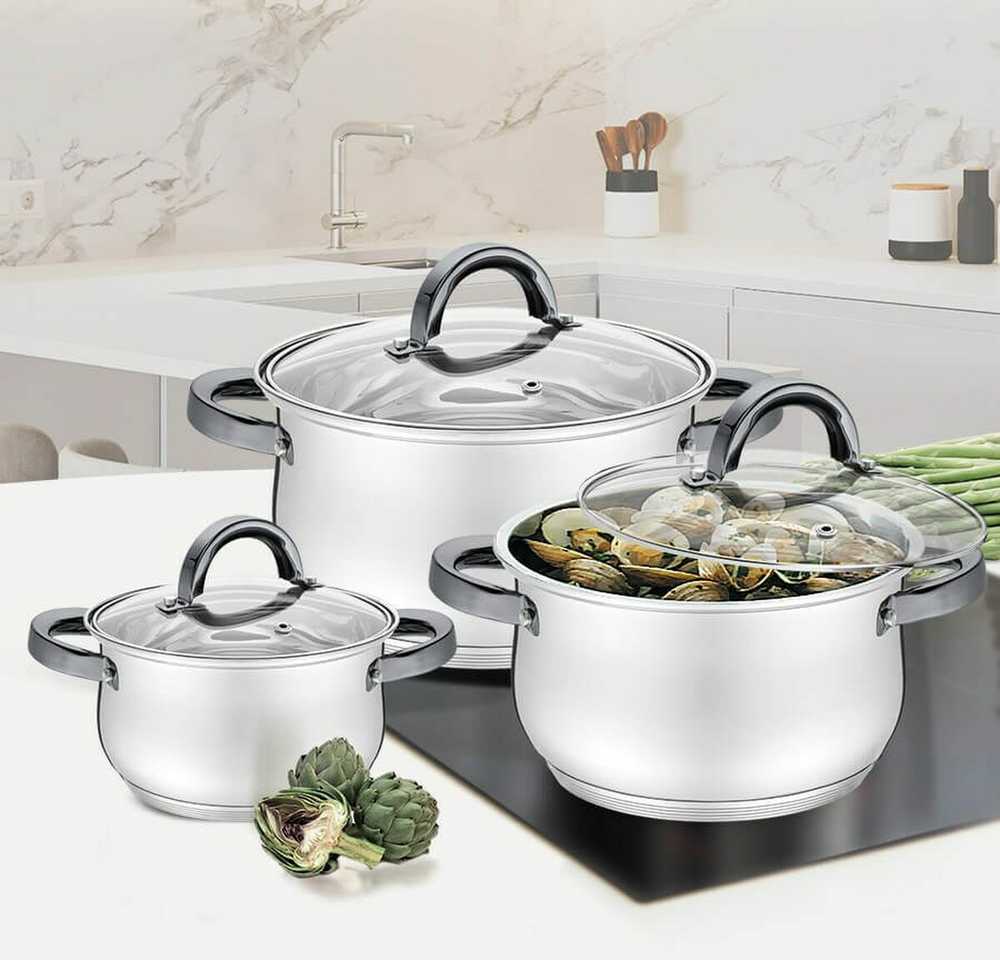 MAESTRO MR-3522-6M-Juodas 6 piece puodas set
