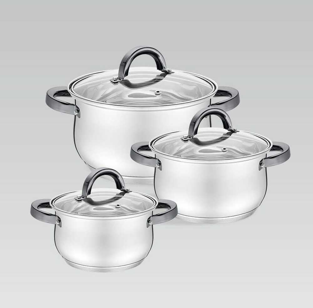 MAESTRO MR-3522-6M-Juodas 6 piece puodas set