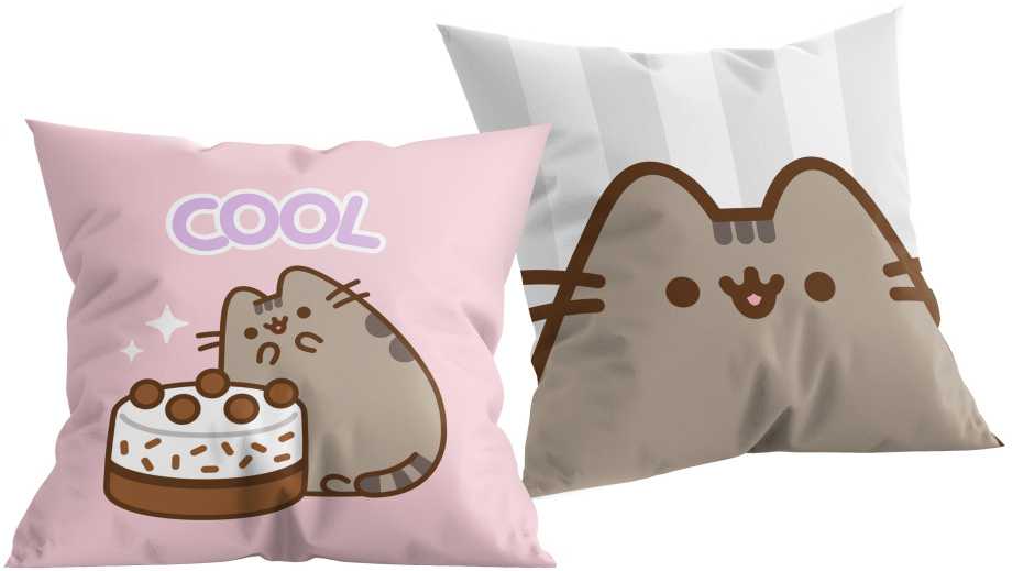 Poduszka dziecięca 40x40 Pusheen Kot rožinė pilka tort H1