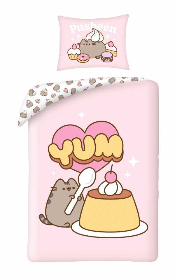 Patalynė bawełniana 140x200 Kot Pusheen rožinė poszewka 70x90 Kids 13 Halantex