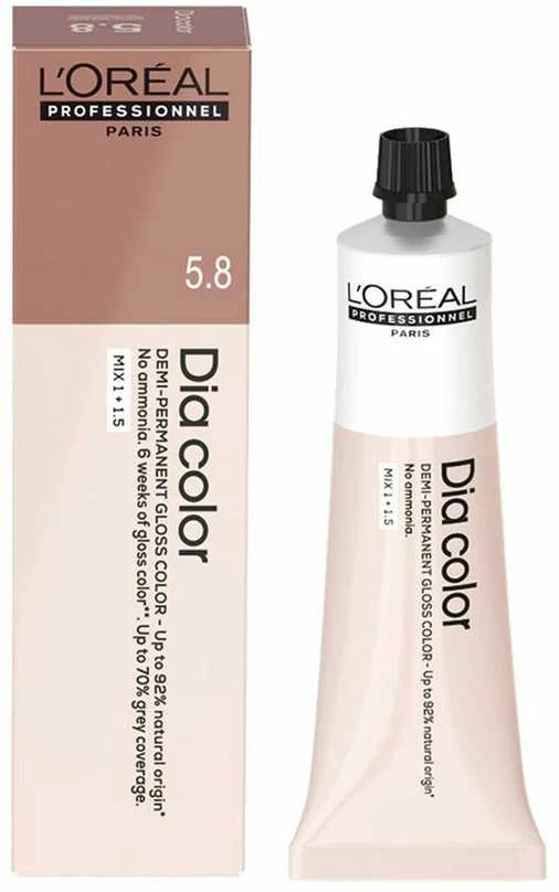 L'oreal Dia Color 5.8 plaukų dažų tūbelė su pakuote