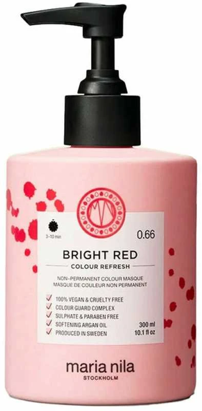 Maria Nila Colour Refresh veganiški plaukų dažai Kreminis kaukė spalvos gaivumui 0.66 ryškiai raudona, 300 ml