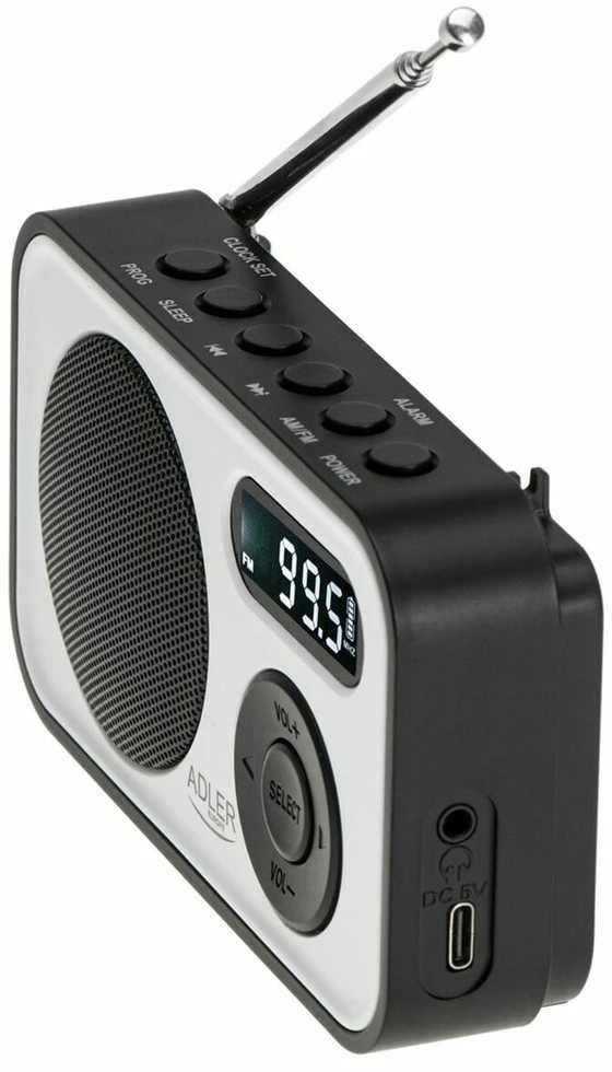 Adler | PLL AM/FM Digital Radio | AD 1906 | Alarm function | Baltas/Juodas