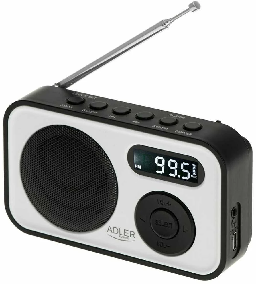 Adler | PLL AM/FM Digital Radio | AD 1906 | Alarm function | Baltas/Juodas