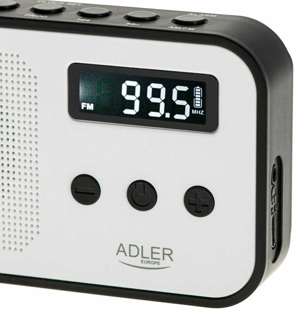 Adler | Digital radio PLL AM/FM | AD 1907 | Alarm function | Baltas/Juodas