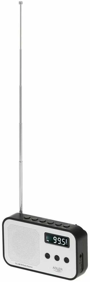 Adler | Digital radio PLL AM/FM | AD 1907 | Alarm function | Baltas/Juodas