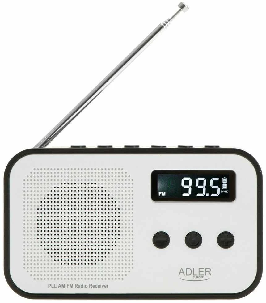 Adler | Digital radio PLL AM/FM | AD 1907 | Alarm function | Baltas/Juodas