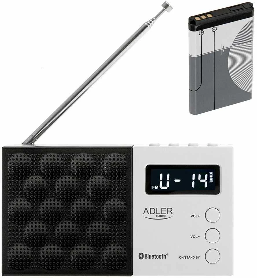 Adler | Digital Radio - PLL AM/FM | AD 1908 | Alarm function | Baltas/Juodas