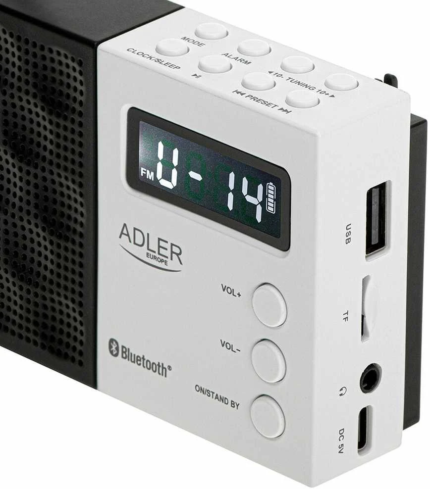 Adler | Digital Radio - PLL AM/FM | AD 1908 | Alarm function | Baltas/Juodas