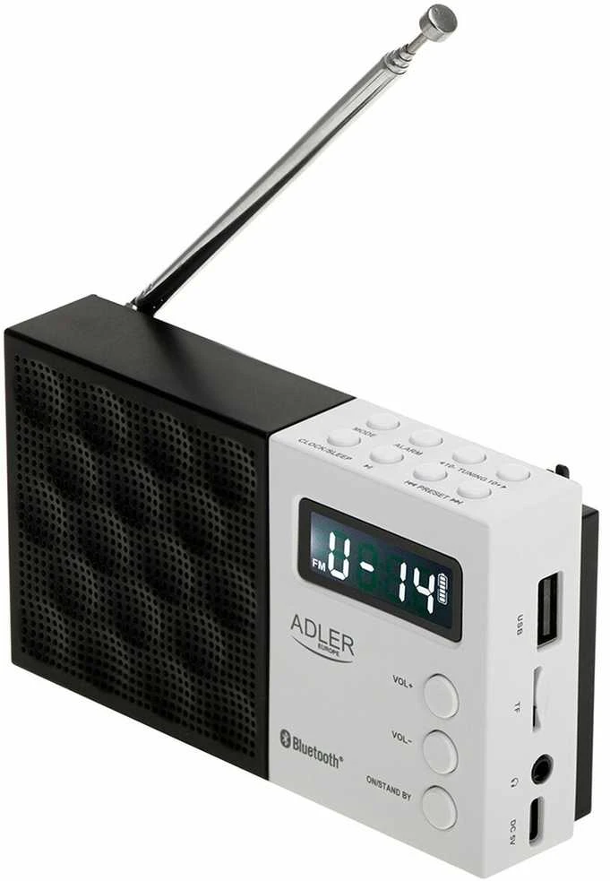Adler | Digital Radio - PLL AM/FM | AD 1908 | Alarm function | Baltas/Juodas