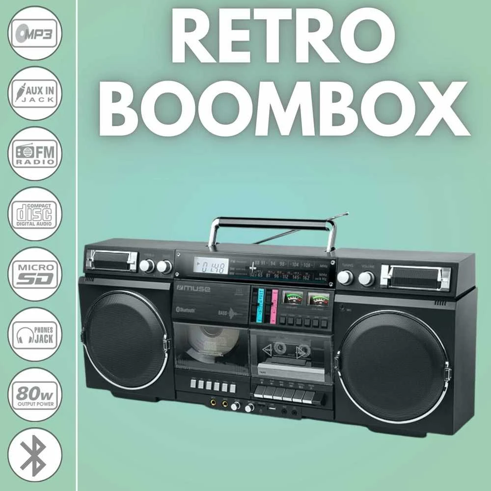 Muzikinis centras Muse | Ghetto Blasters | M-380 GB | AUX in | Bluetooth | Cassette deck | CD grotuvas | Juodas