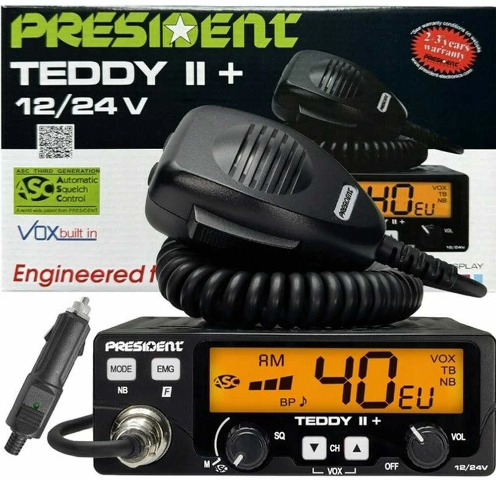 President Teddy II+ AM/FM CB radio Juodas