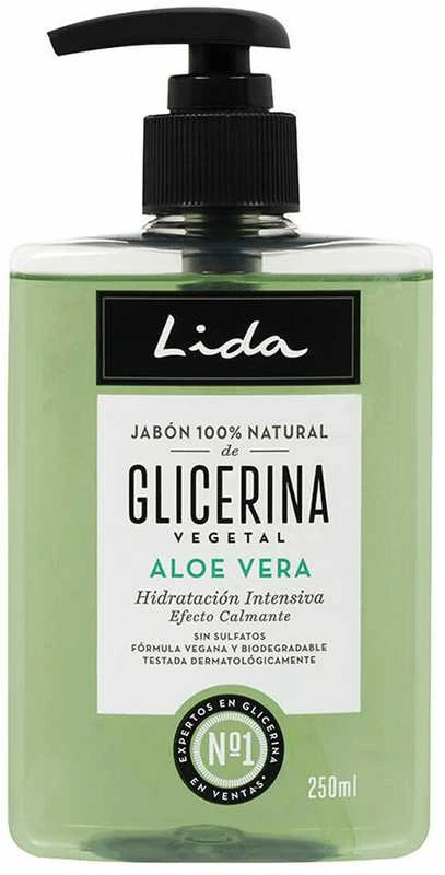 Lida Jabón 100 Natural Manos Glicerina y Aloe Vera, 250 ml