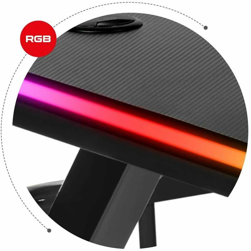 Žaidimų stalas Huzaro Hero 5.0 RGB, Juodos spalvos