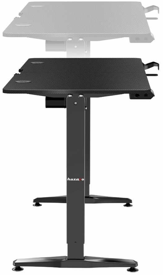 Žaidimų stalas Huzaro Hero 8.5 Gaming Desk, Motorizuotas, Reguliuojamo aukščio 740-1190mm, Juodos spalvos