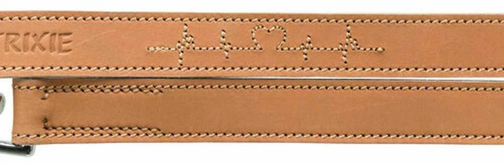 Trixie Rustic Heartbeat, reguliuojamas pavadėlis šunims, ruda, stora oda, L – XL: 2,00 m / 25 mm