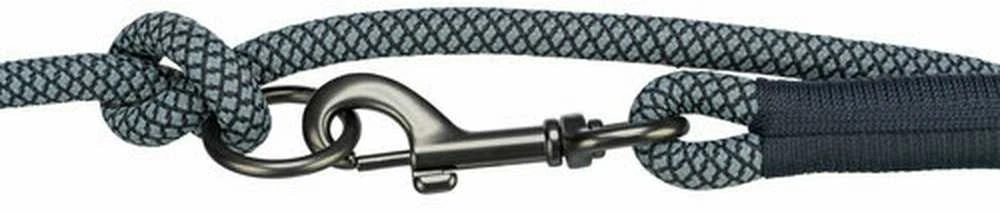 Trixie Soft Rope, smycz, šuniui, juoda/pilka, nylon, S–XL: 2.00 m/o 10 mm